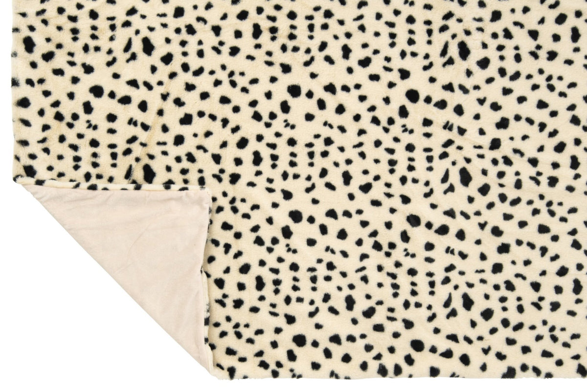 J-Line Deken met dalmatiërmotief - polyester - wit/zwart