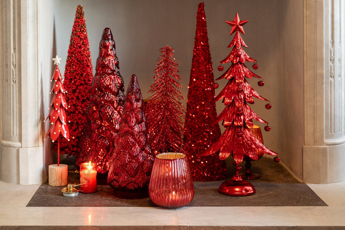 J-Line Kerstboom - ijzer - rood - small