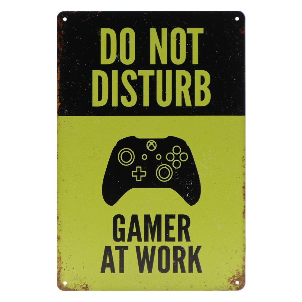 Gamer aan het werk Retro Wandbord 30x20