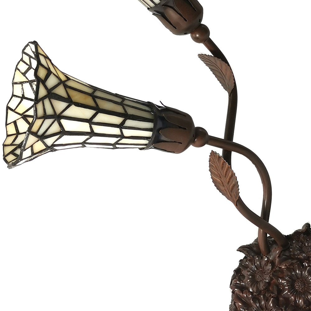 Tiffany Tafellamp 44x26x61 cm Beige Glas Tiffany Bureaulamp