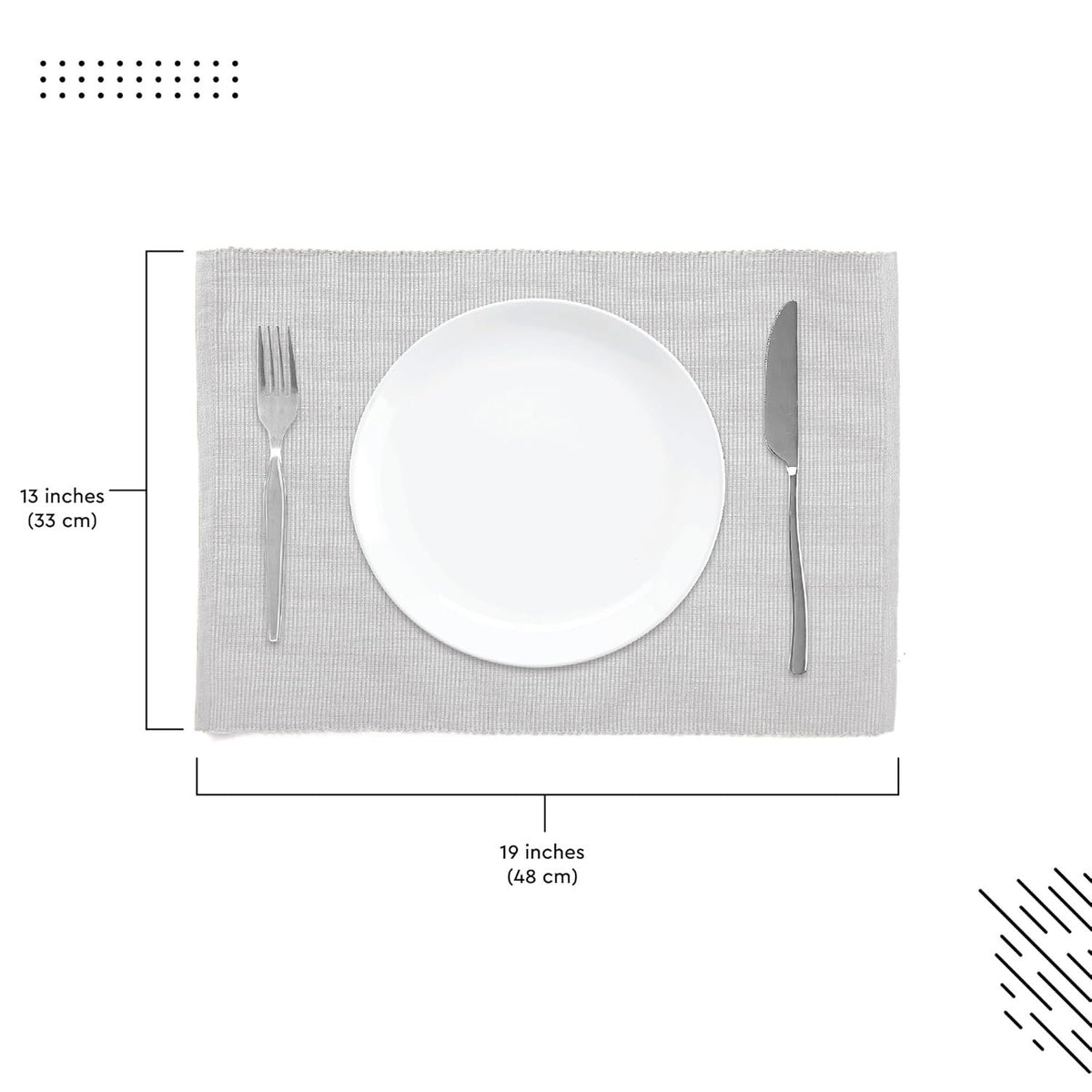 Eettafelmatten – Geribbeld Katoen – Set van 6 (48x32 cm)