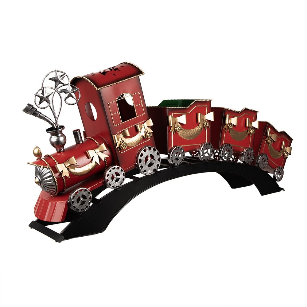 Kerstdecoratie Beeld Trein 104x18x44 cm Rood Metaal