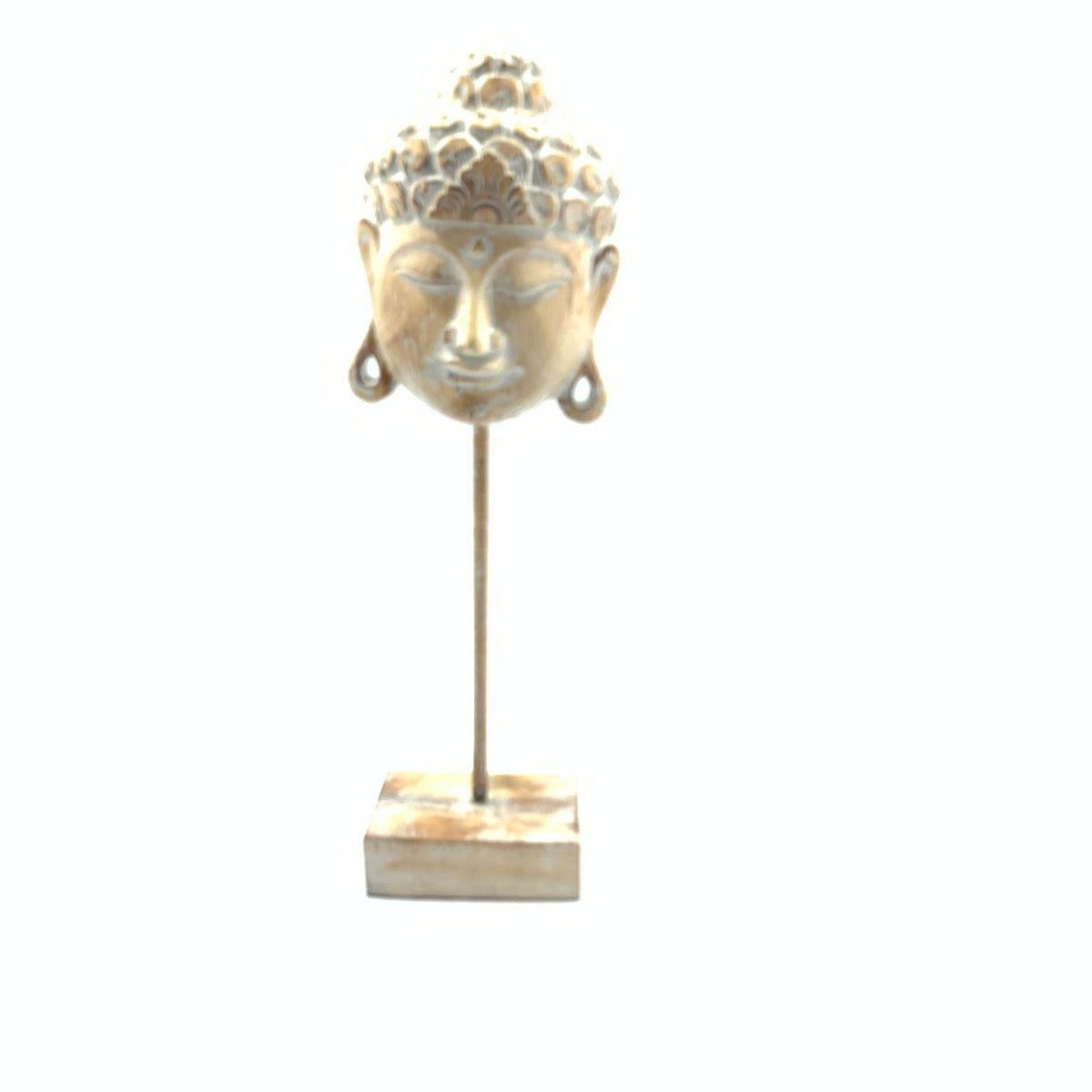 Houten standaard buddha hoofd