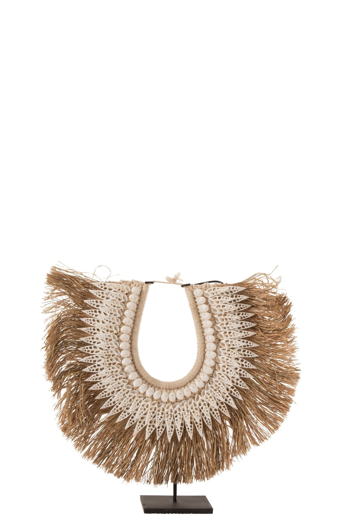 J-Line decoratie Ketting + Staander Schelpen - zeegrass - wit -large