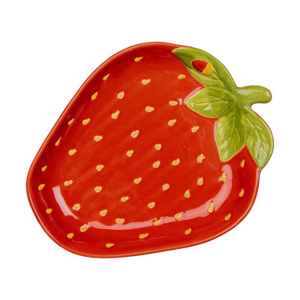 Schaal Aardbeien 23x18x3 cm Rood Keramiek
