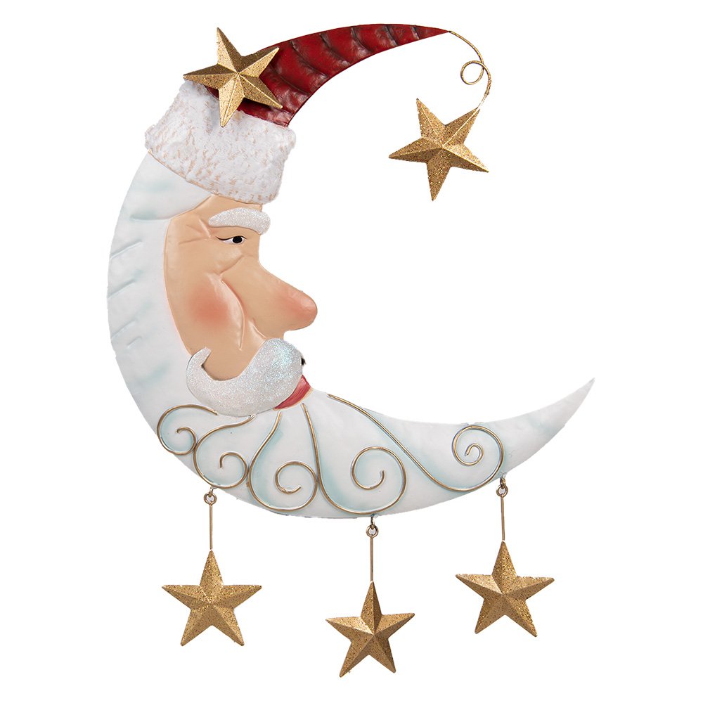 Kerstdecoratie Beeld Maan 41x3x53 cm wit metaal