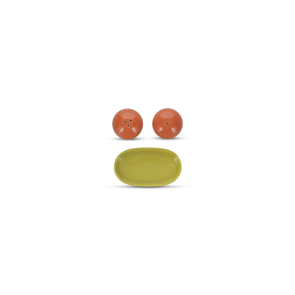 Peper en zout shaker 3 stuks oranje/groen duo