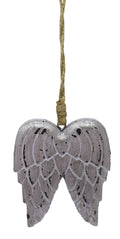 Hanger vleugel hout 1x7x8cm roze/zilver