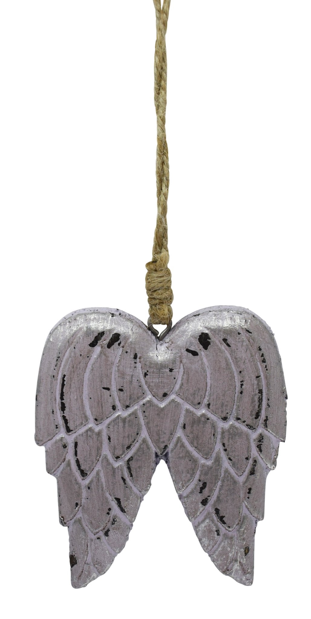 Hanger vleugel hout 1x7x8cm roze/zilver