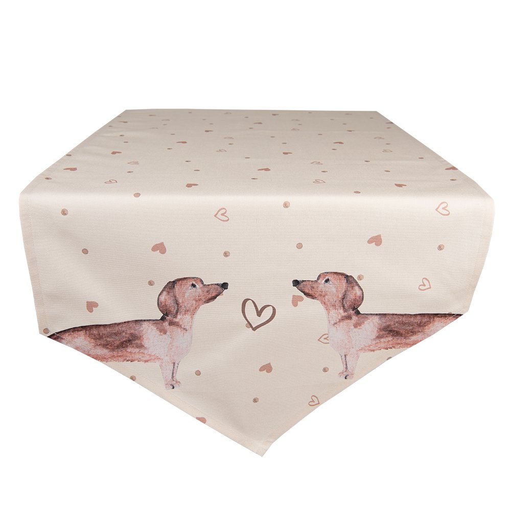Tafelloper 50x160 cm Beige Katoen Teckel Tafelkleed