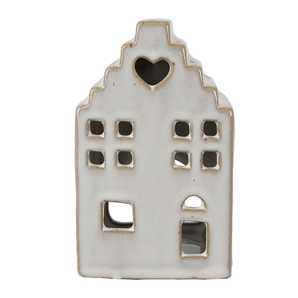 Waxinelichthouder Huis 14 cm Beige Porselein