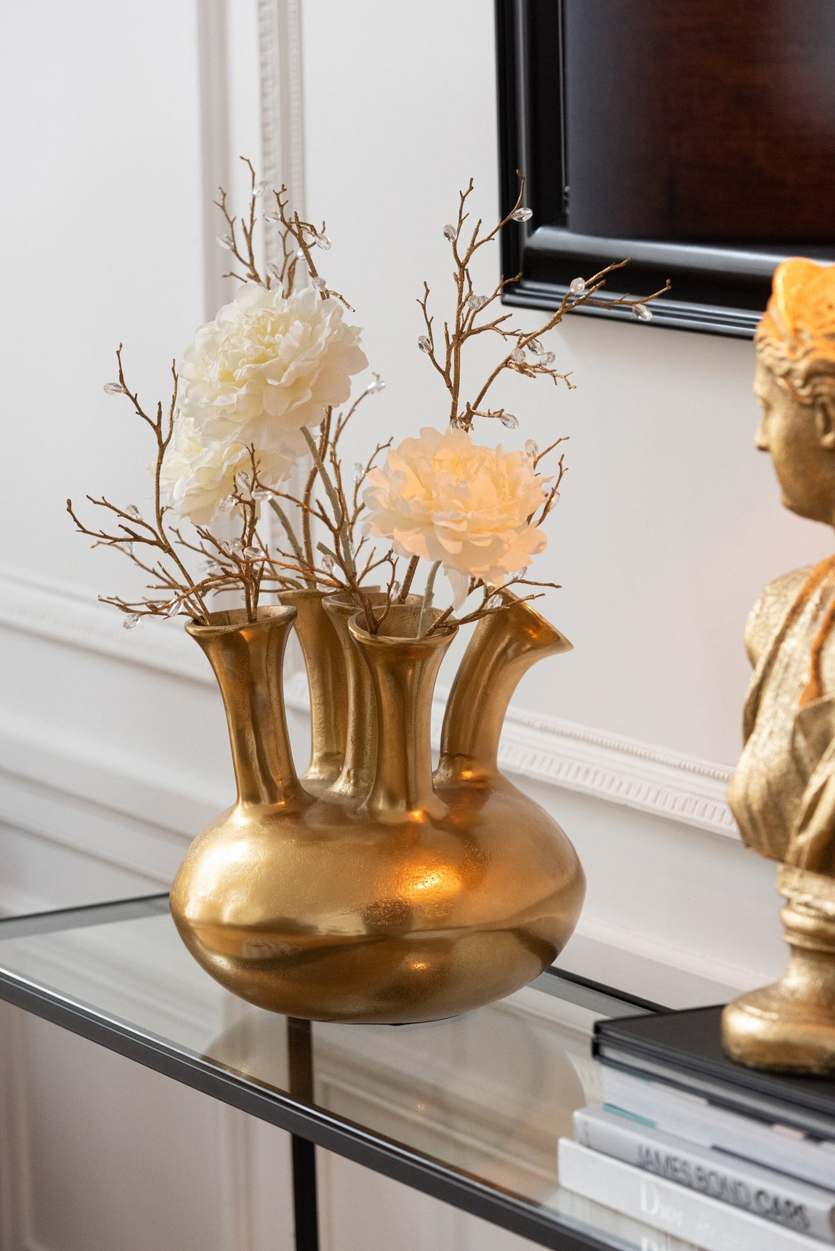 J-Line vaas Tulp - aluminium - goud