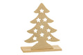 J-Line theelichthouder Kerstboom - aluminium/hout - goud - large
