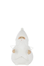 J-Line figuur Kerstman Ster - polyresin - wit - L - LED lichtjes