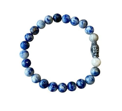 Herenarmband Sodaliet 8 mm met Boeddha kraal