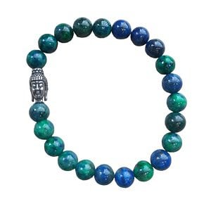 Heren armband Azuriet Malachiet 8 mm met boeddha kraal