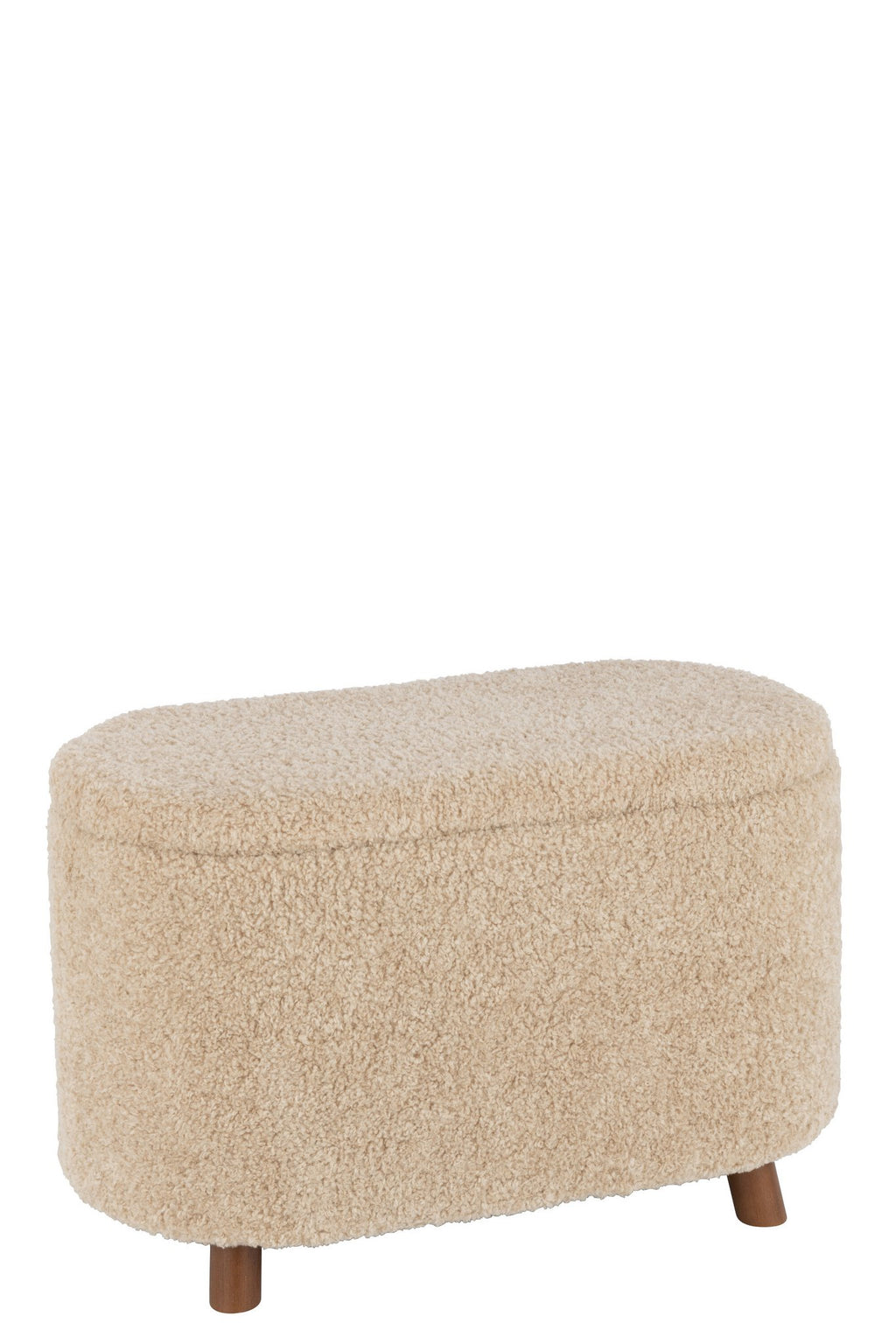 J-Line Poef Opslag Teddy Polyester Beige