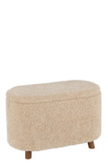J-Line Poef Opslag Teddy Polyester Beige
