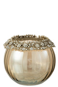 J-Line kaarshouder Volve - metaal/glas - goud/brons - large
