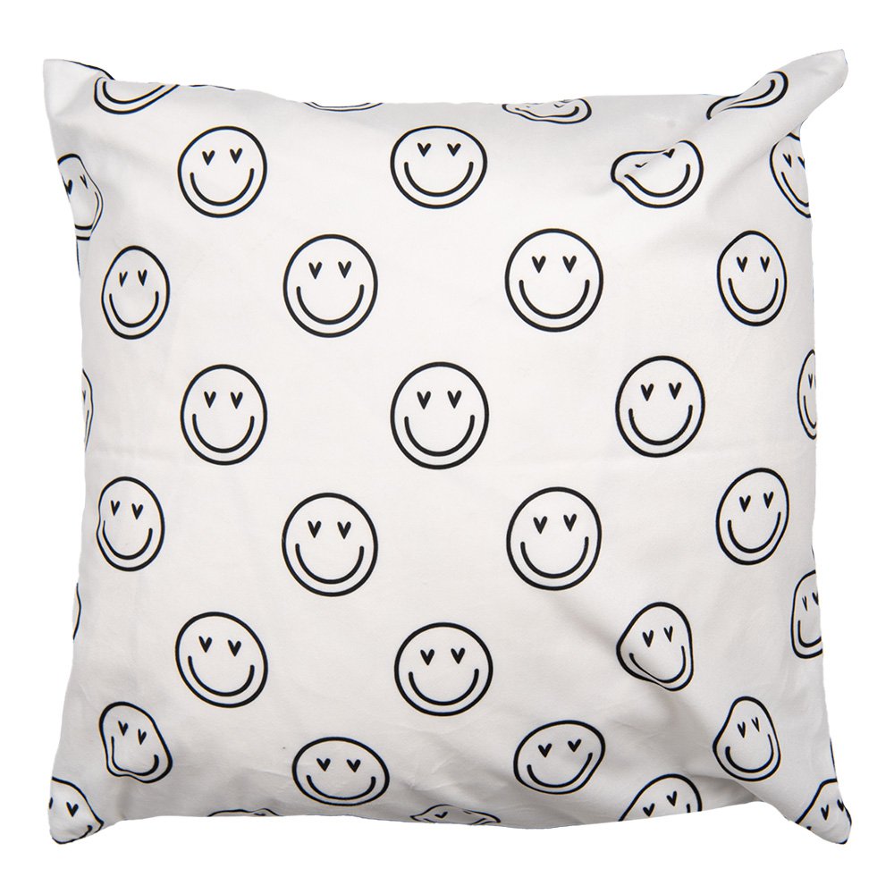 Kussenhoes 45x45 cm Zwart Wit Polyester smile