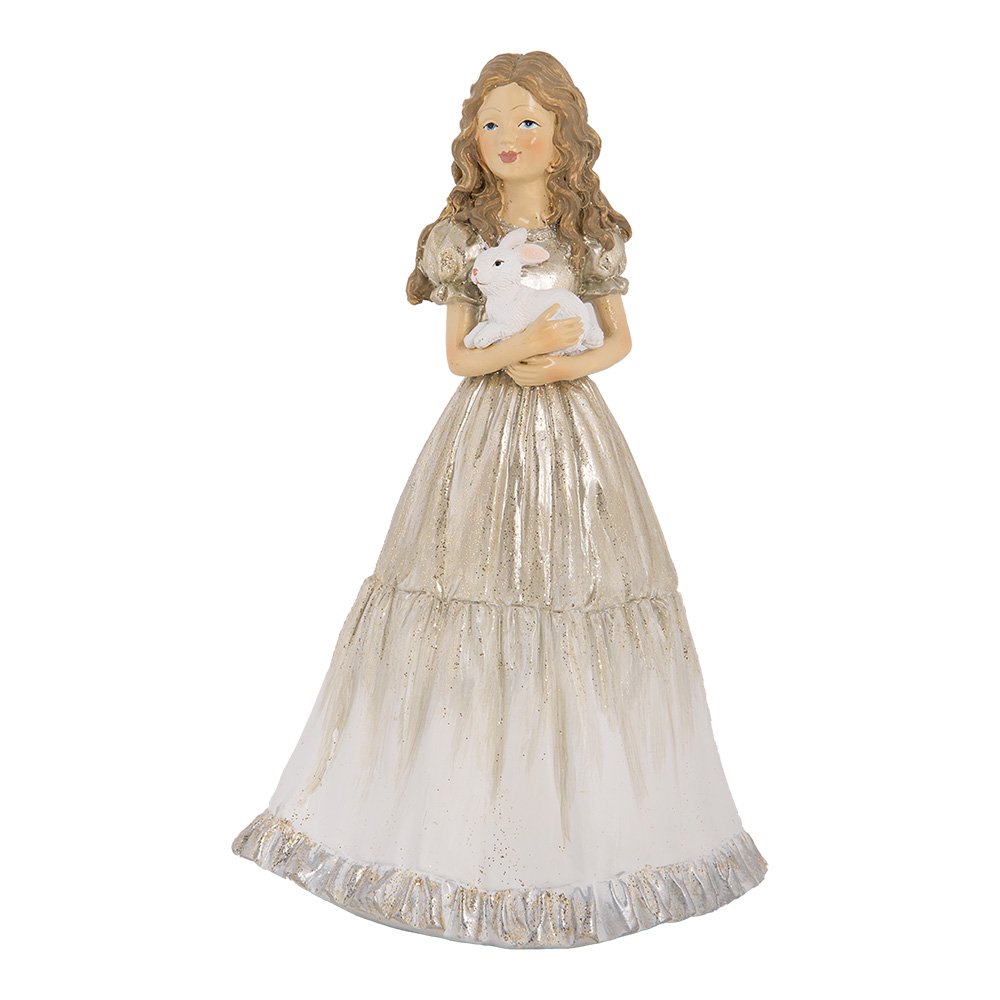 Kerstdecoratie Beeld Meisje 14x11x22 cm Beige Kunststof
