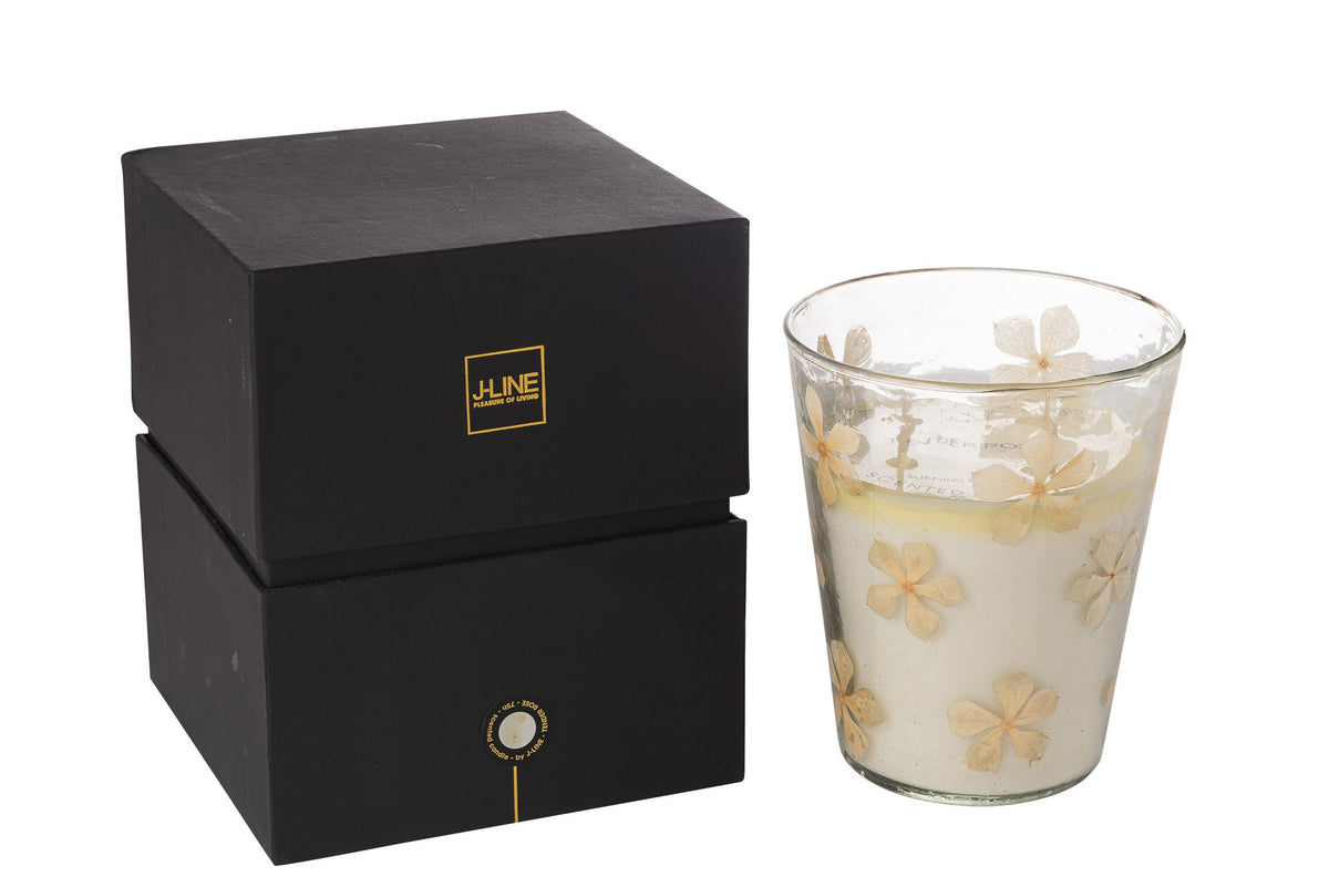 J-Line geurkaars Bloemen - Tender Rose - glas - transparant - L - 75U