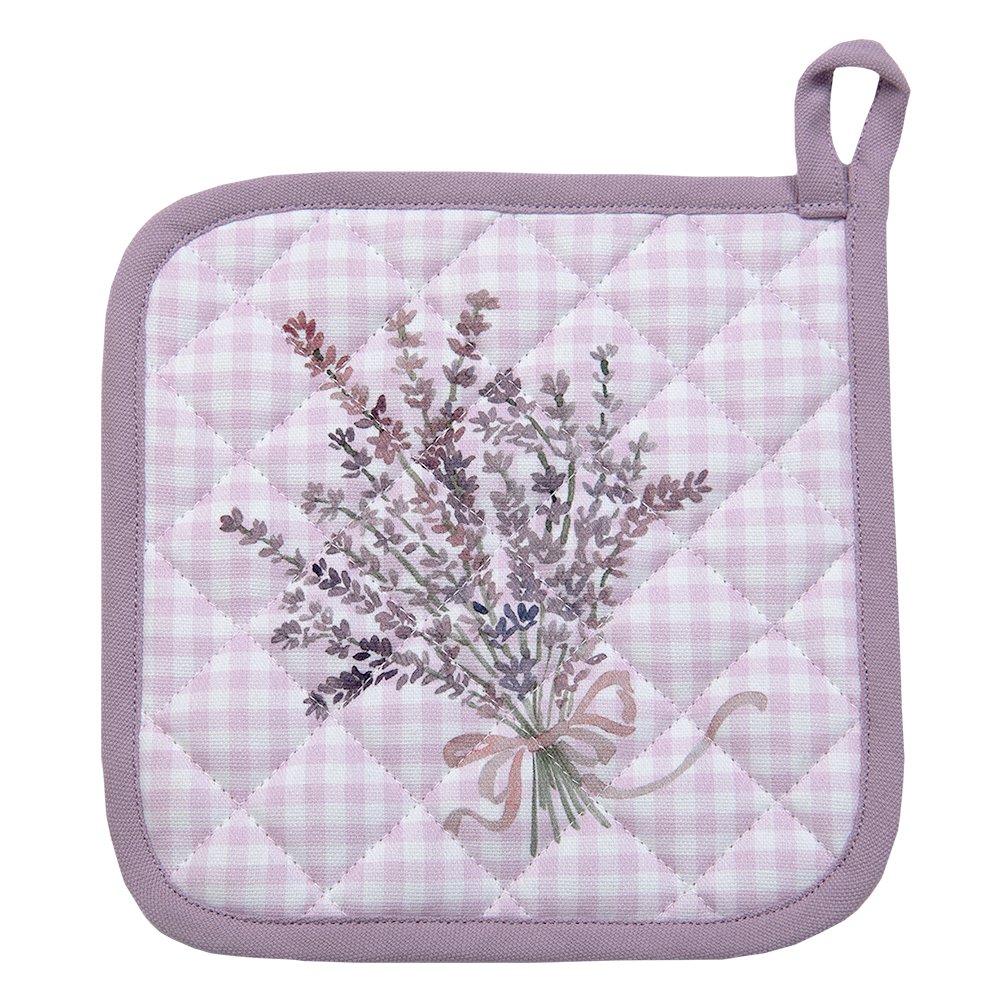 Pannenlap 20x20 cm paars met Katoen lavendel afgiet pannenlap