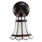 Wandlamp Tiffany 17x12x23 cm Wit Bruin Glas Muurlamp