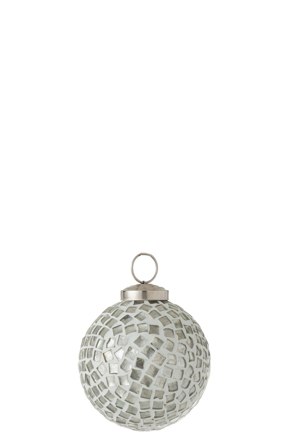 J-Line kerstbal Mozaiek - glas - wit/zilver