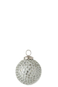 J-Line kerstbal Mozaiek - glas - wit/zilver