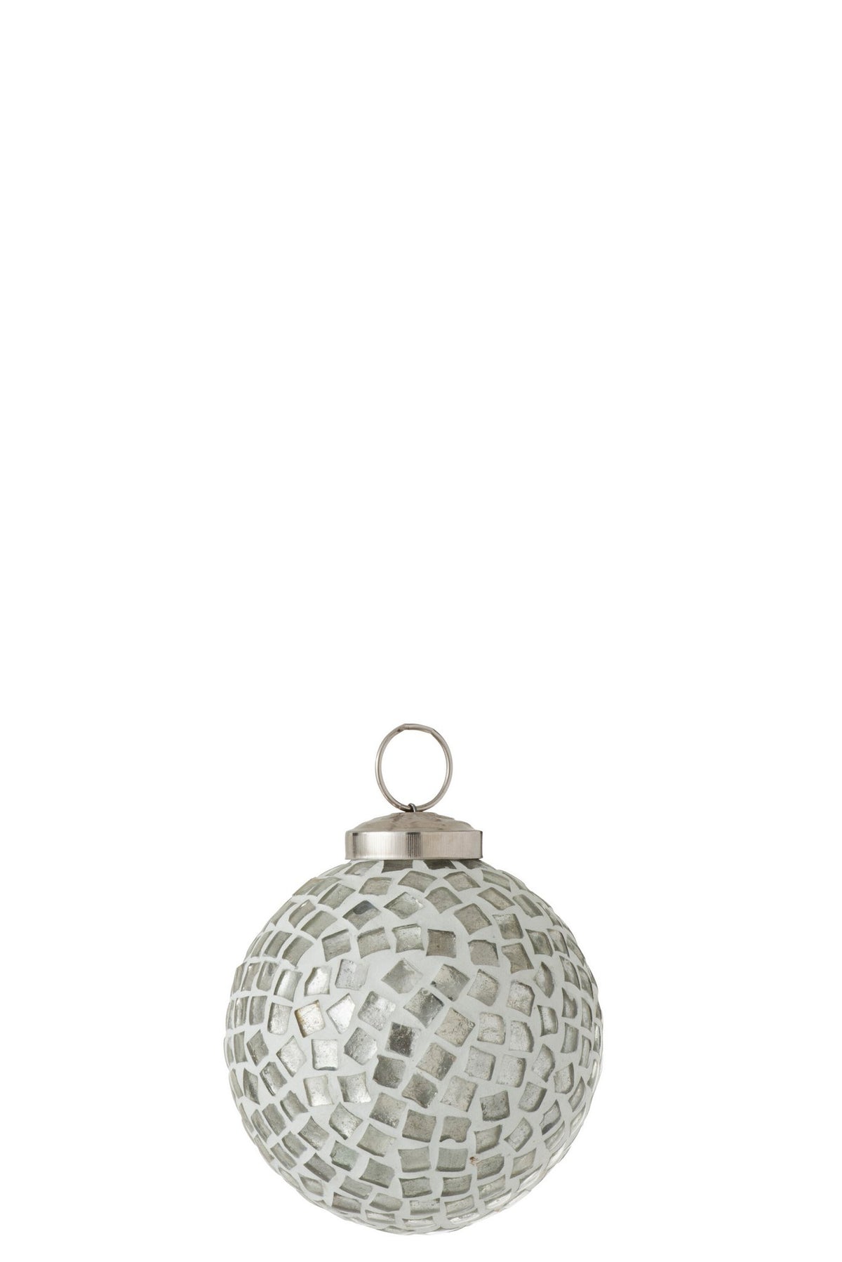 J-Line kerstbal Mozaiek - glas - wit/zilver