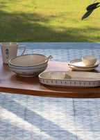 Keramische ondiepe serveerschaal - Palmboommotief, set van 2, 19 cm
