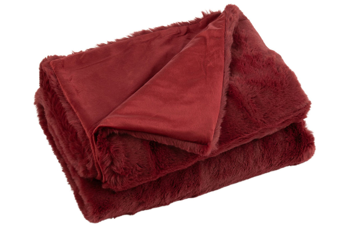 J-Line Plaid cutie - fleece deken – polyester – rood - 180 x 130 cm