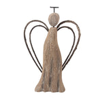 Decoratie Beeld Engel 12x3x18 cm Bruin Hout