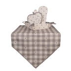 Tafelloper 50x160 cm Beige Grijs Katoen Hartjes