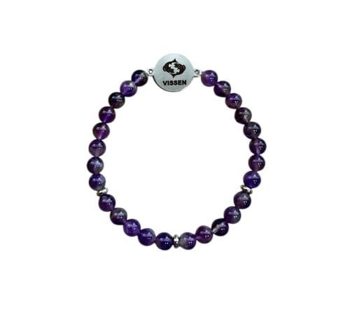 Dames armband Amethist 6 mm met sterrenbeeld Vissen