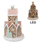 Gingerbread house met LED Ø 21x33 cm Bruin Kunststof