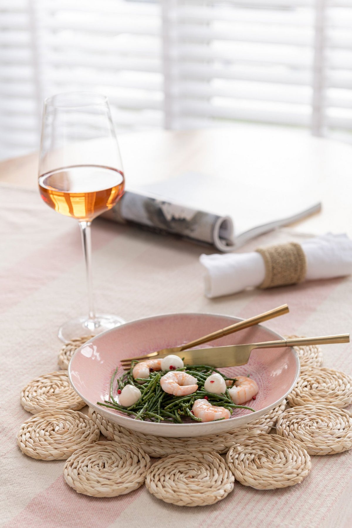J-Line Rond Bloem placemat - jute - naturel