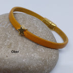 Semplice leren armband tiny star 24K verguld