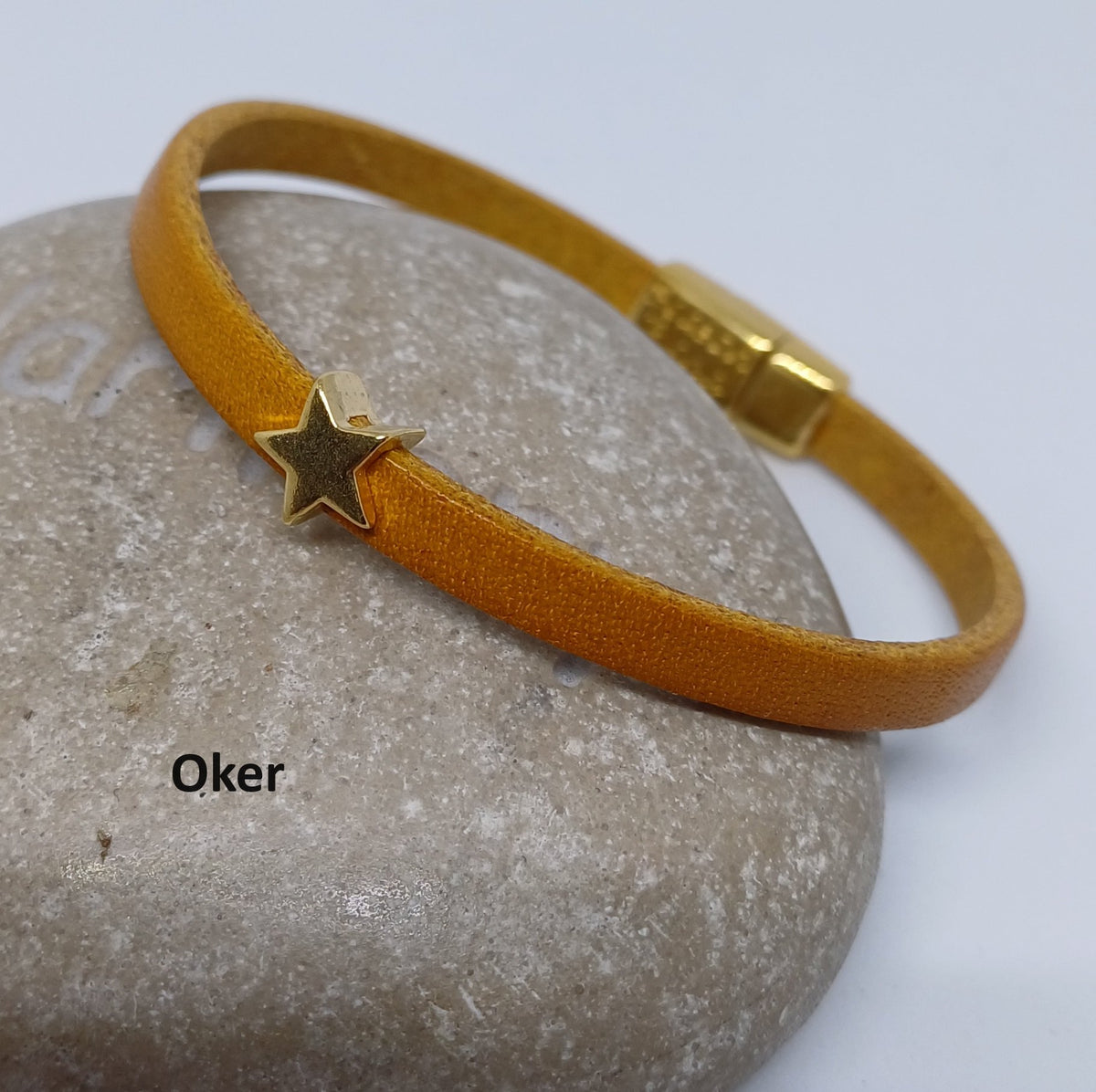 Semplice leren armband tiny star 24K verguld