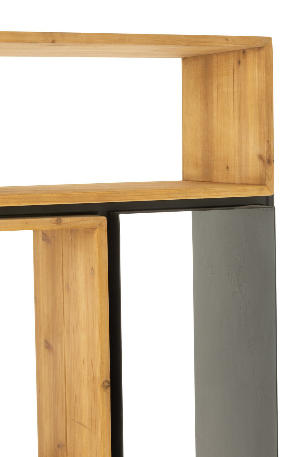J-Line Schap Tina Hout/Ijzer Zwart/Naturel Small