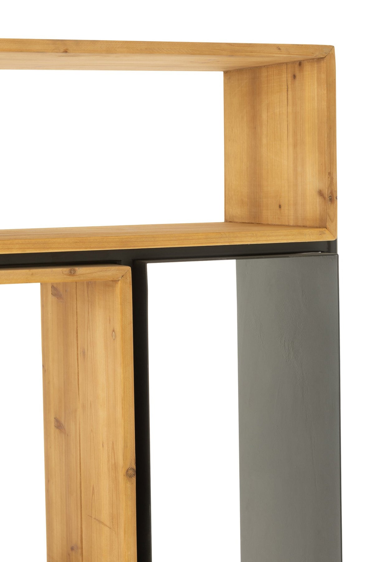 J-Line Schap Tina Hout/Ijzer Zwart/Naturel Small