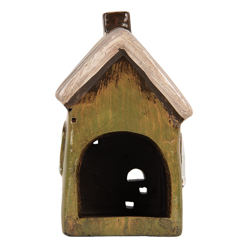 Waxinelichthouder Huis 9x7x15 cm Groen Keramiek