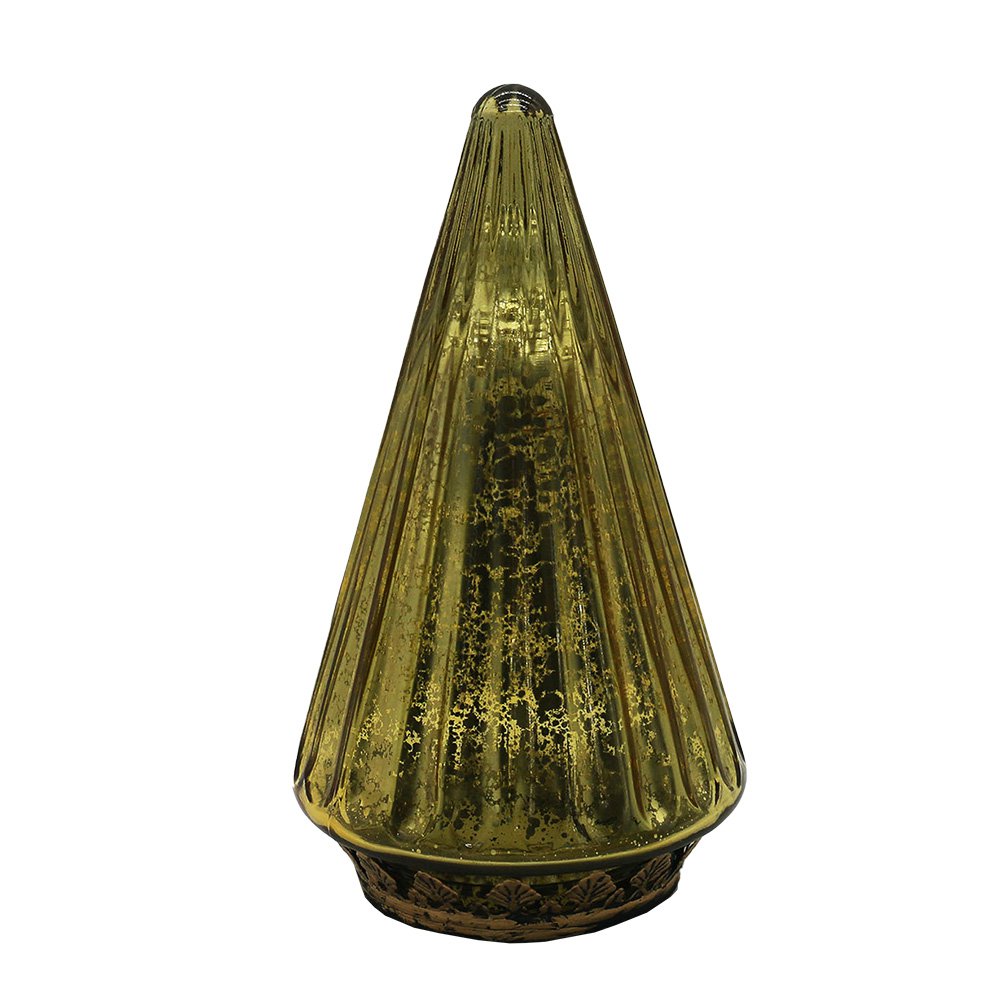 Kerstdecoratie met LED-verlichting Kerstboom Ø 11x19 cm Goudkleurig Glas
