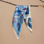 Sjaal | Moerbeizijde Vogellied | Blauw