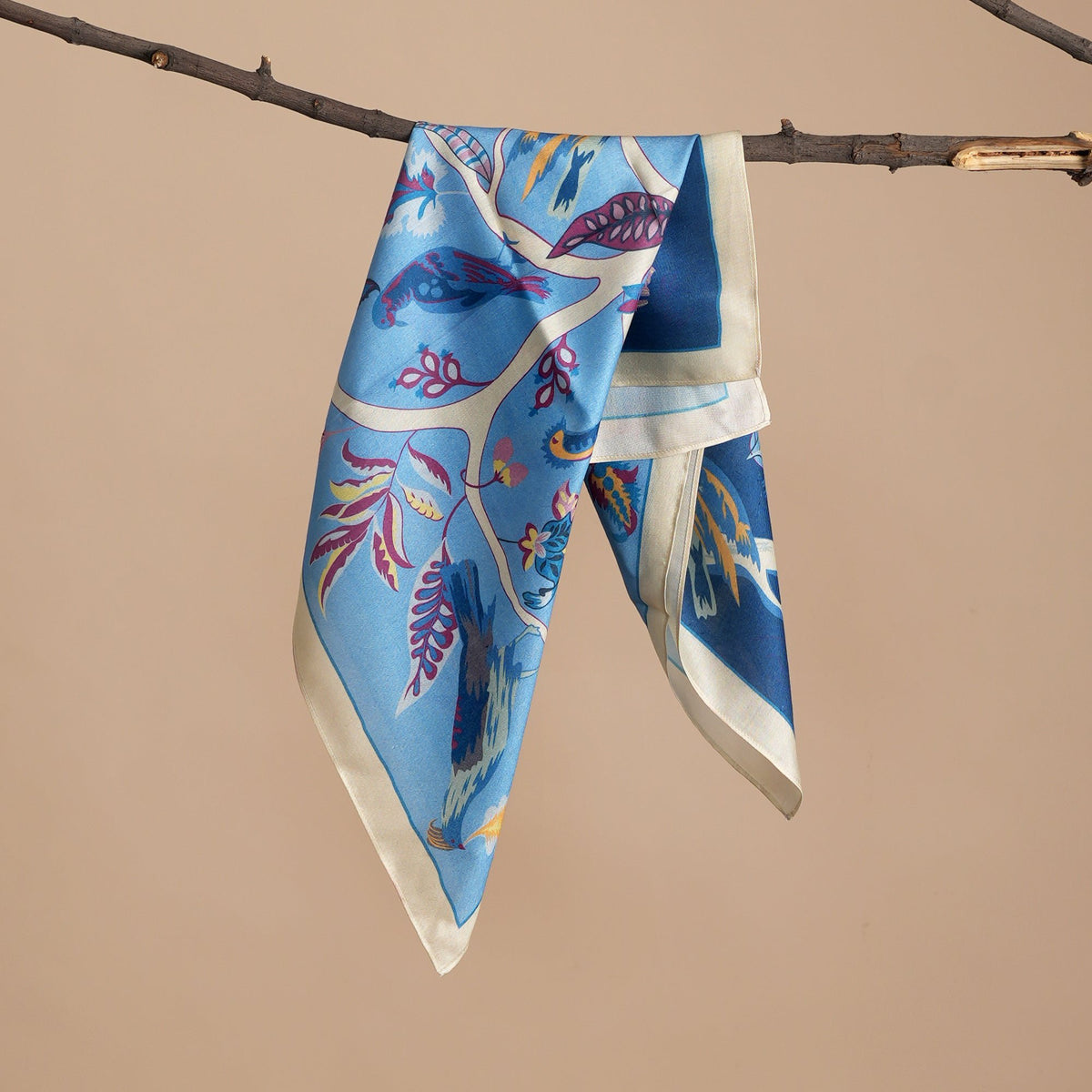 Sjaal | Moerbeizijde Vogellied | Blauw