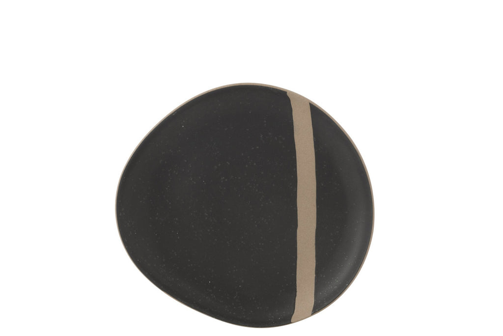 J-Line bord - keramiek - zwart/taupe - small