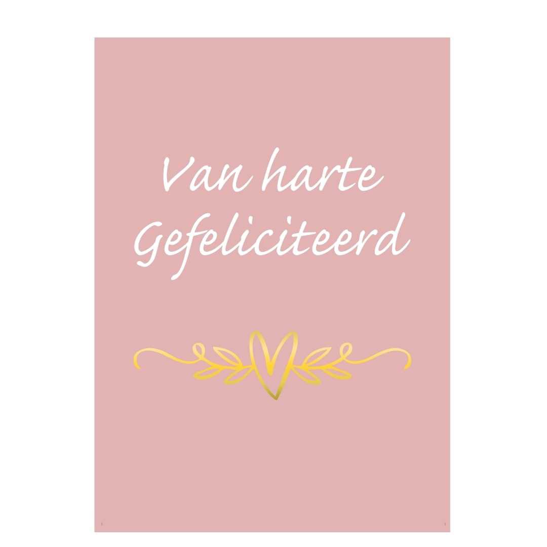 Wenskaart – “Van harte Gefeliciteerd” – 6 Stuks (incl. Envelop)