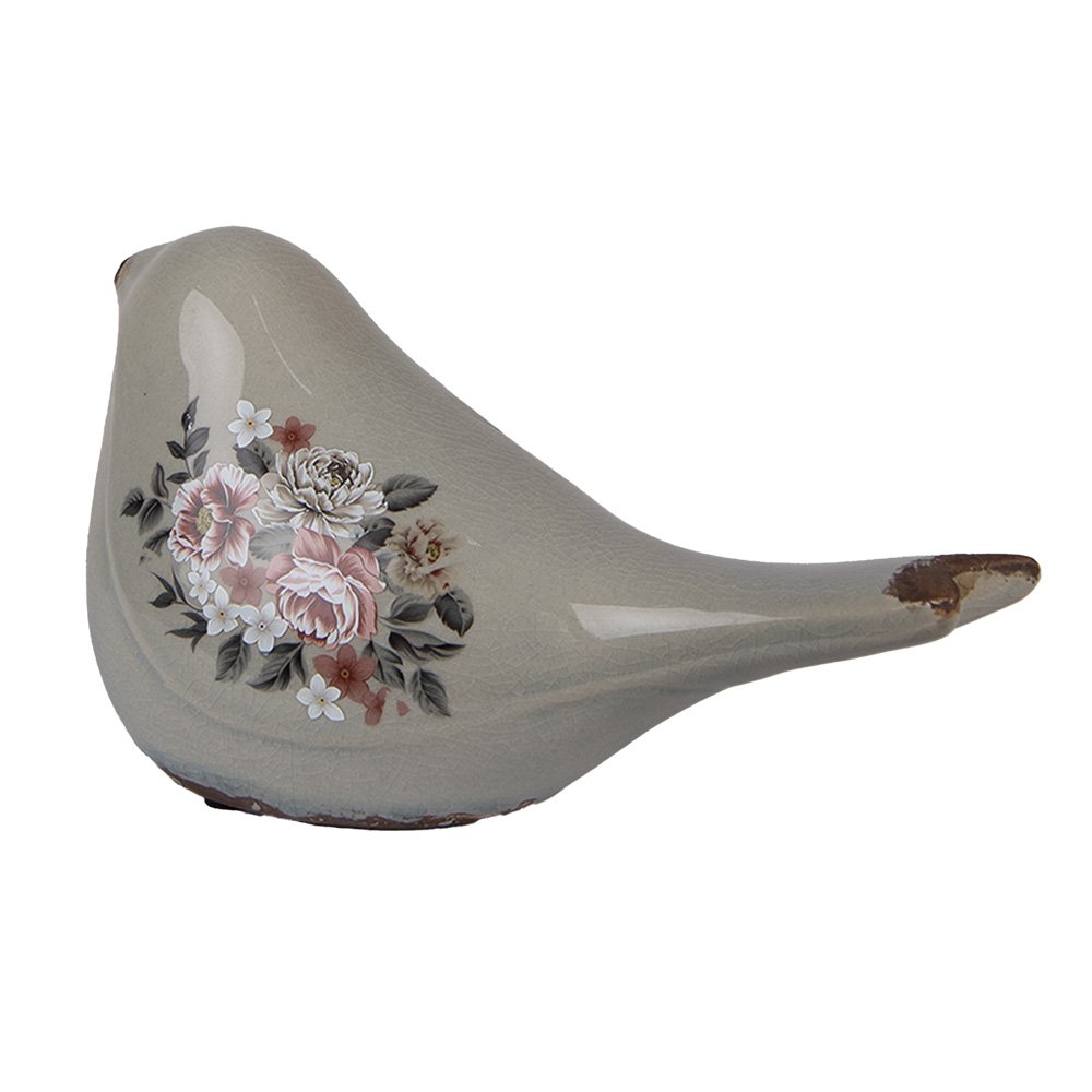 Decoratie Beeld Vogel 21x9x11 cm Grijs Keramiek