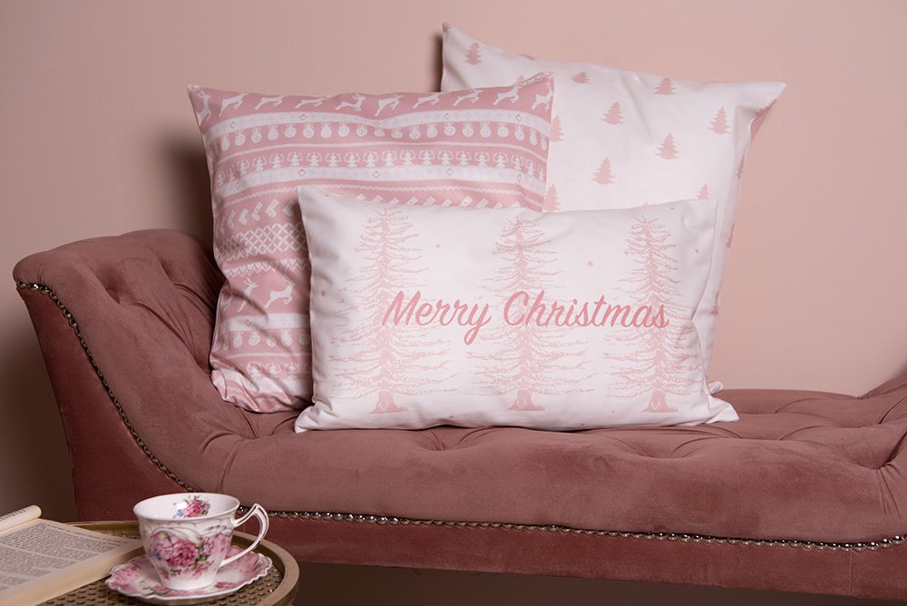 Kussenhoes 45x45 cm Roze Wit Polyester Sierkussenhoes